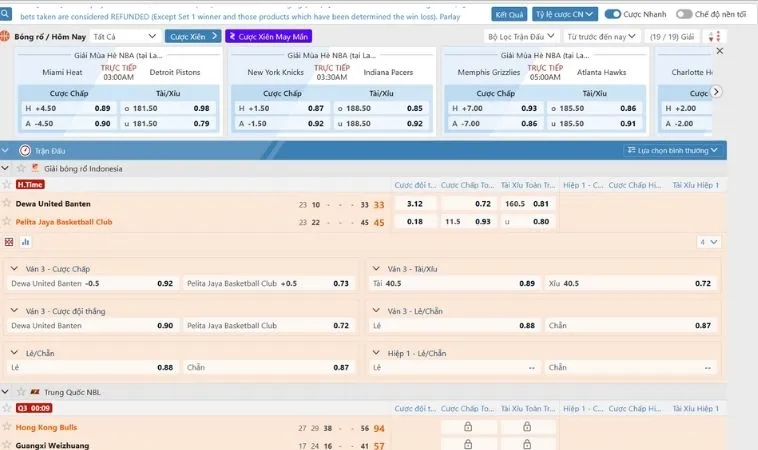 Giao diện cá cược bóng rổ SM66